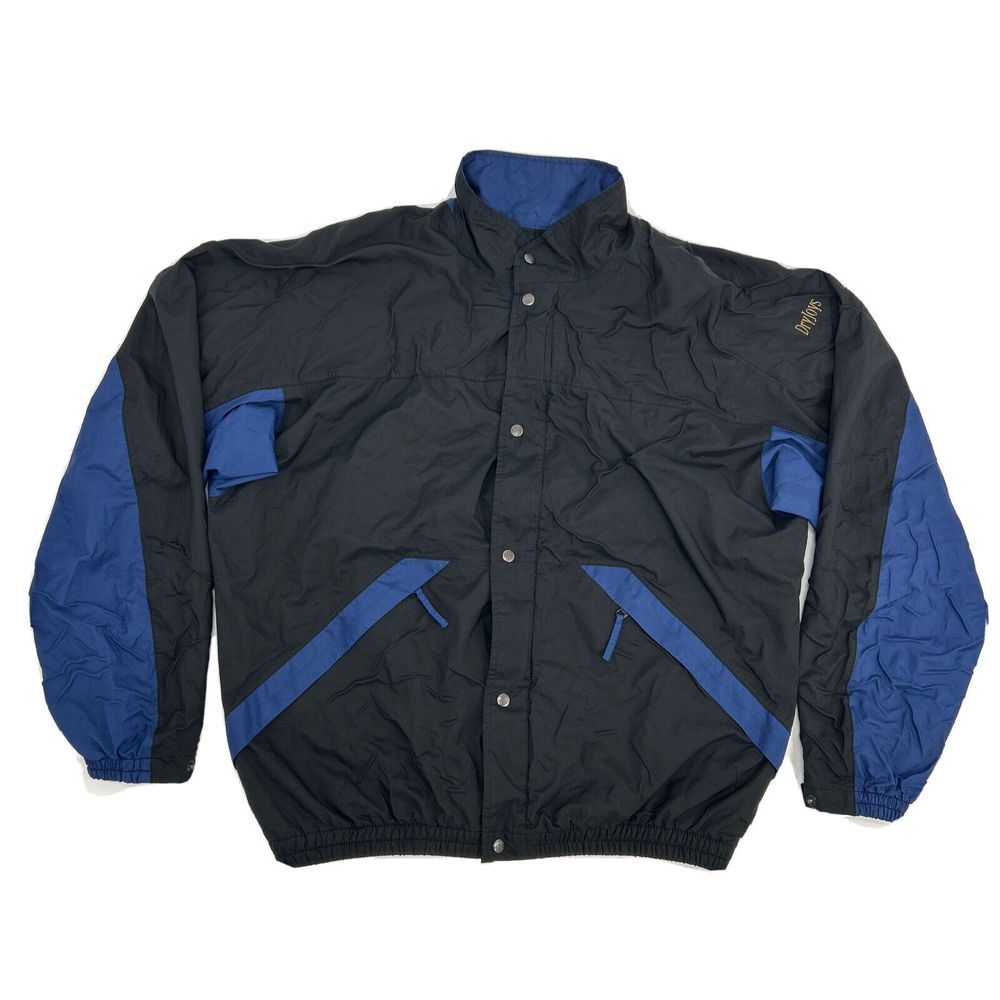 Dryjoys by FootJoy‎ Jacket Mens XL Black Blue Windbreaker Snap Full Zip Golf
